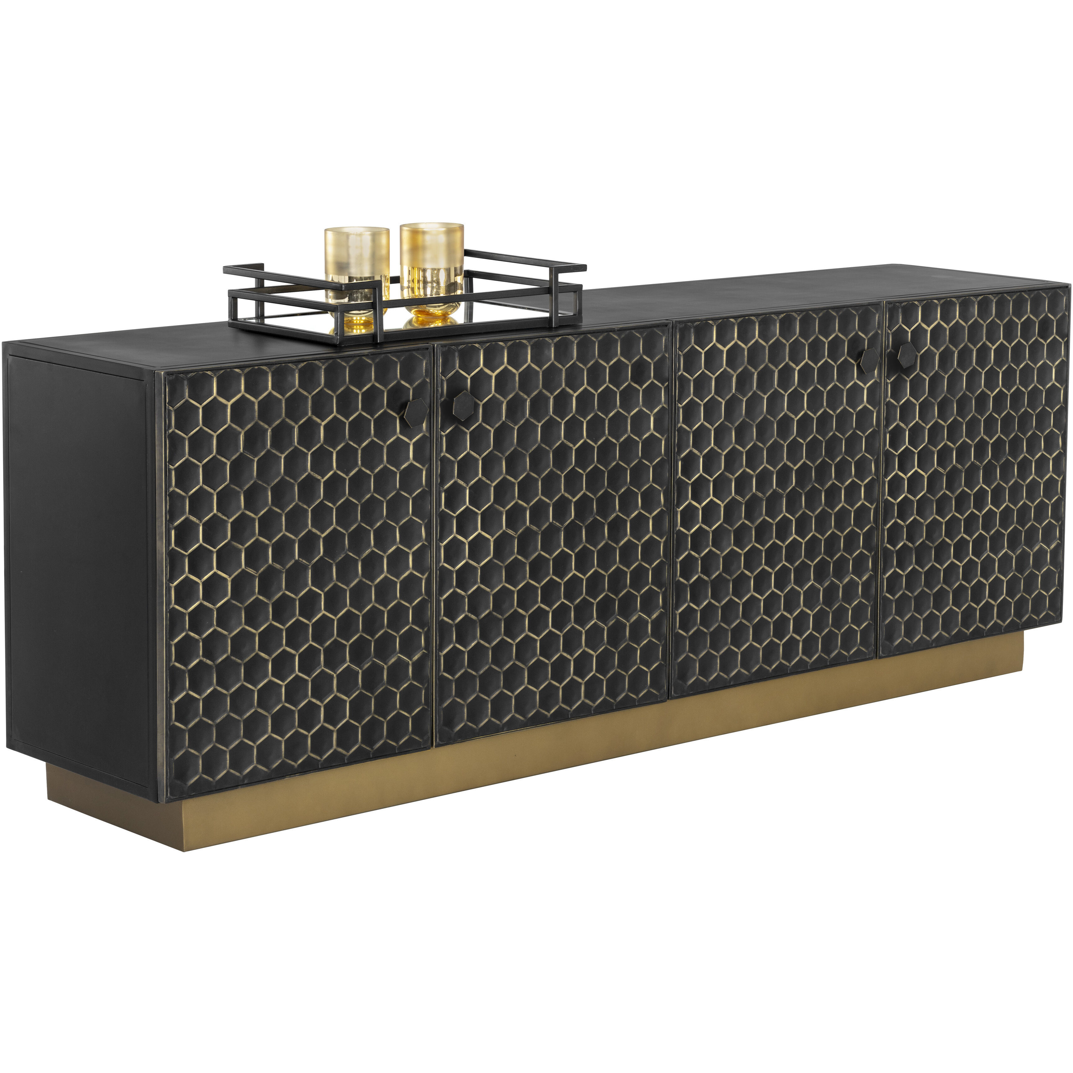 Hive 82 X 18.5 inch Black / Brass Sideboard, Large